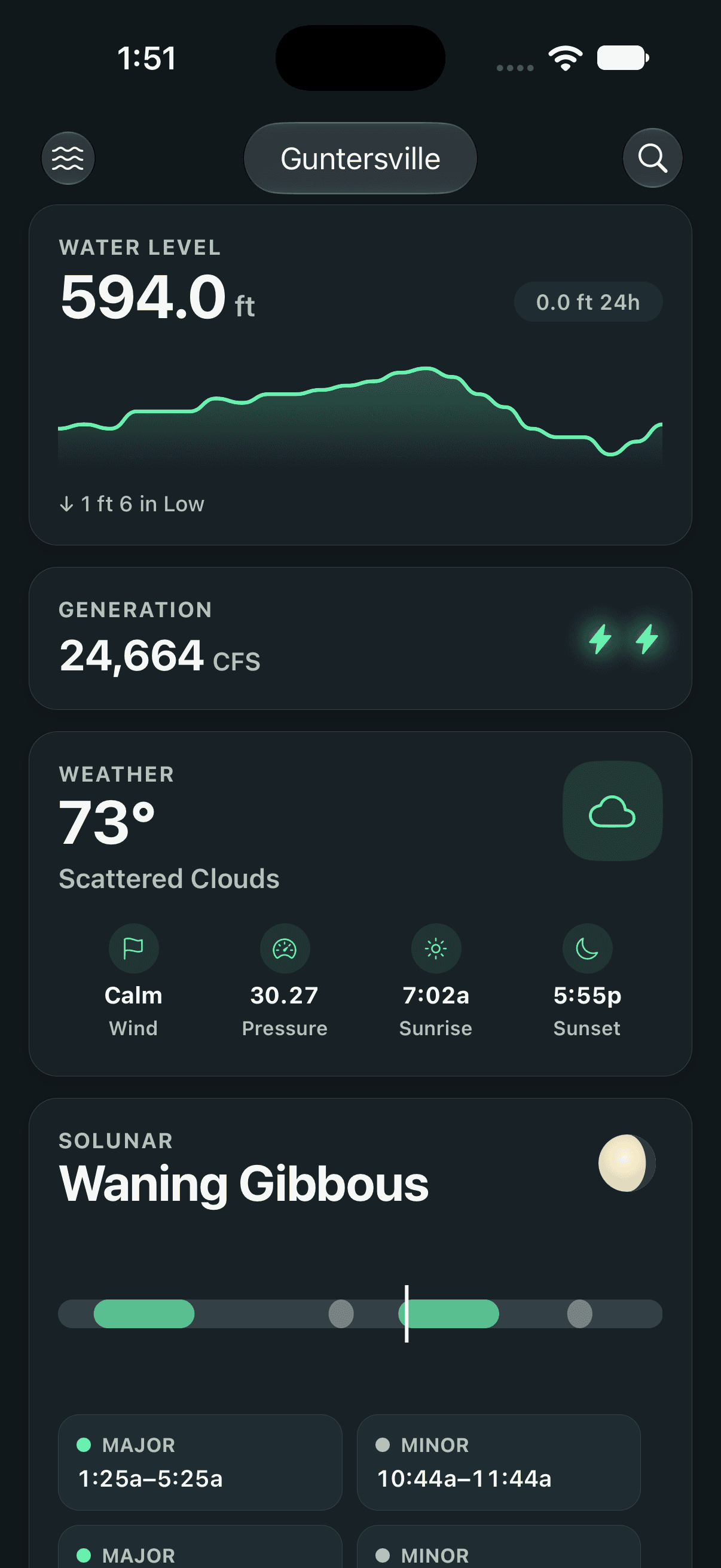 The Katch Lakes screen for a home lake